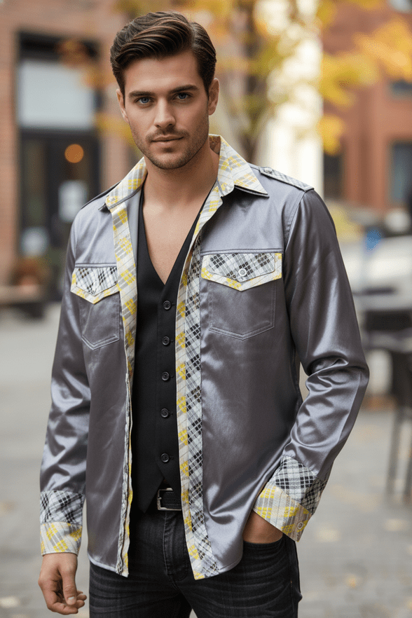 ConMiGo MPSA8001 two distinct variations shirt by reversing the top collar and cuffs inside out
