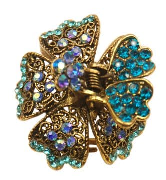 F80660 blue hairstyling crystal embellished sequined jaw hair clip