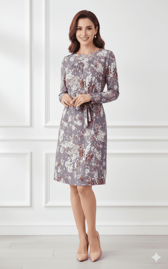 Lavand - Madrid Flora Dress  - Grey