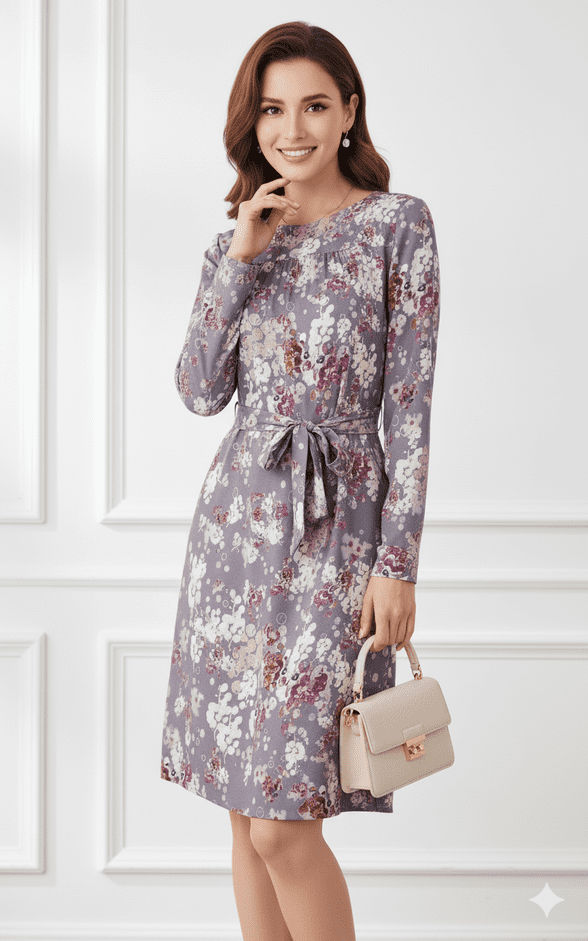 Lavand - Madrid Flora Dress  - Grey