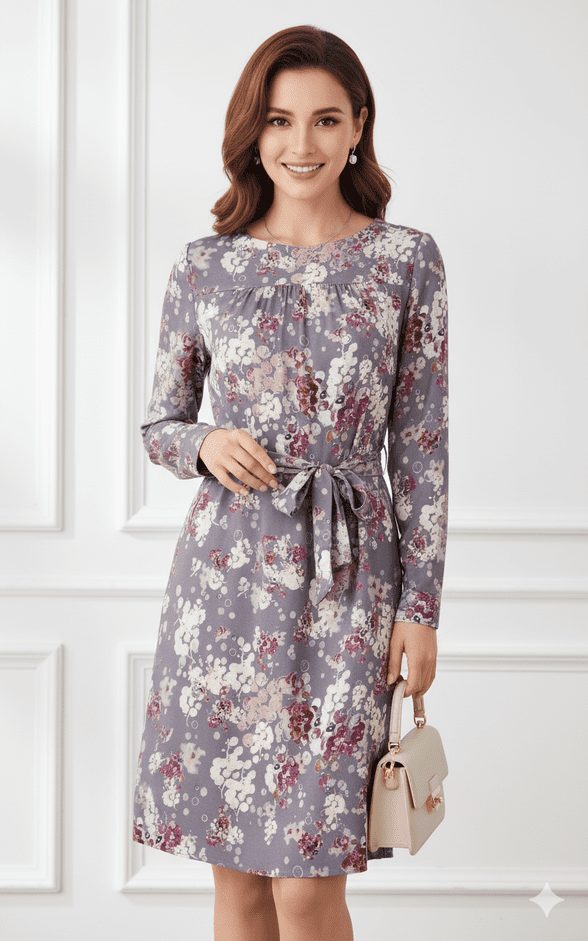 Lavand - Madrid Flora Dress  - Grey