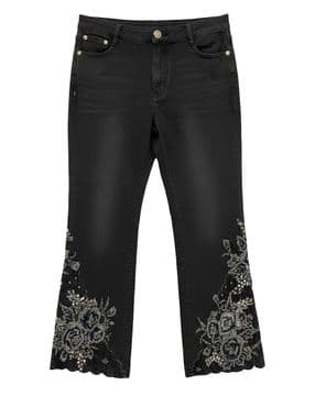 Luxe Embroidered Cropped Jeans with 3 different sizes / 27, 29 and 31