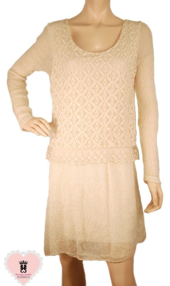 Made in Italy - abg132  -  Beige Fitted Lace Dress