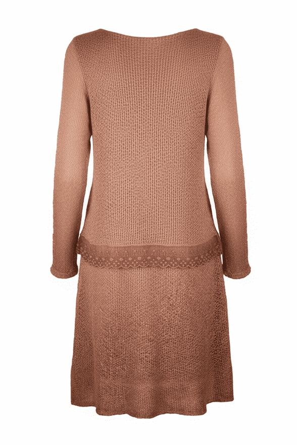 Made in Italy - abg132  -  Dusky Pink Fitted Lace Dress