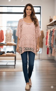 Made In Italy  - Dusky Pink  Lace 2 Piece Top - One Size