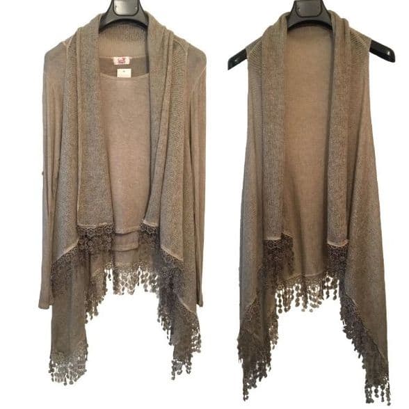 Made in Italy - goITT203Y - Brown Top with Matching Wool Waistcoat ( 2 items )