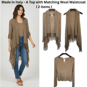 Made in Italy - goITT203Y - Brown Top with Matching Wool Waistcoat ( 2 items )