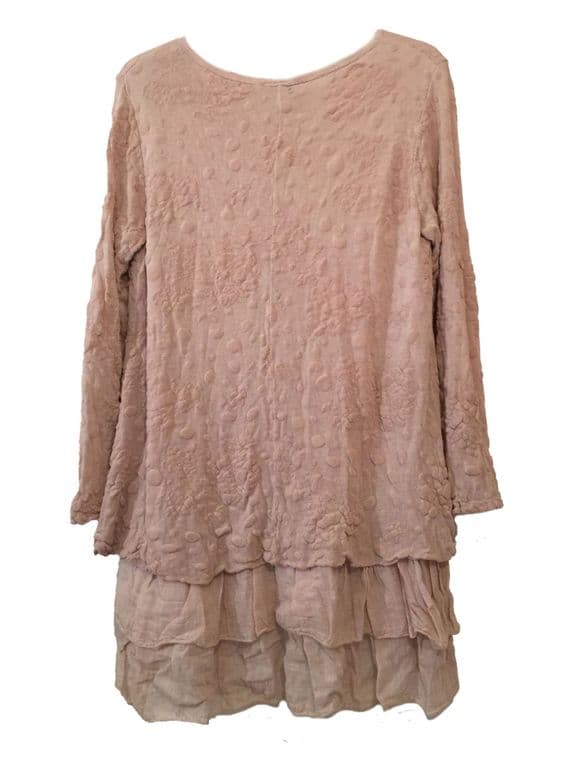 Made in Italy - ita620  Dusty Pink Jersey Dress with Scarf /  2 items