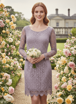 Made in Italy ITT375 - Flattering lace dress  - Dusky Pink - Made in Italy