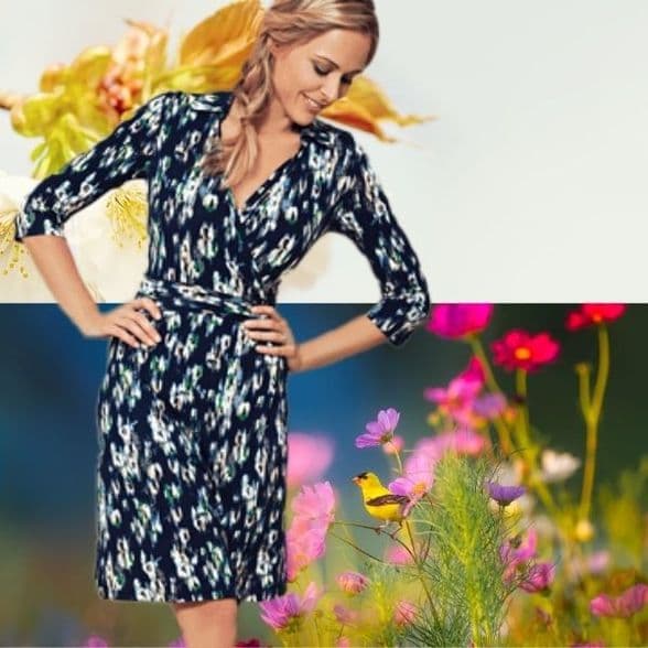N & Willow Collar Wrap  Date Dress -  Vison Blue   - Made in Italy