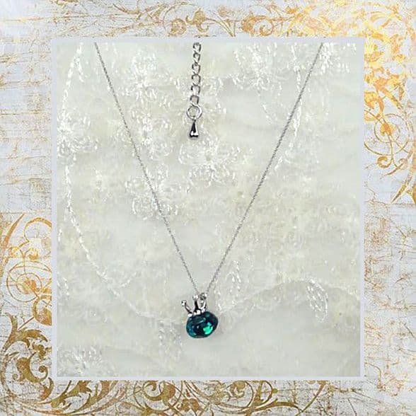 PA10110 - Silver chain with little sparkling crown crystal pendant