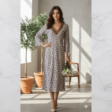 Parisienne Embellished Kafta Dress  / Blue  / Idigo12