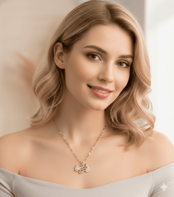 A beautiful butterfly pendant made of mother of pearl and emblazoned with small glittering crystals on a gold metal base. J020010