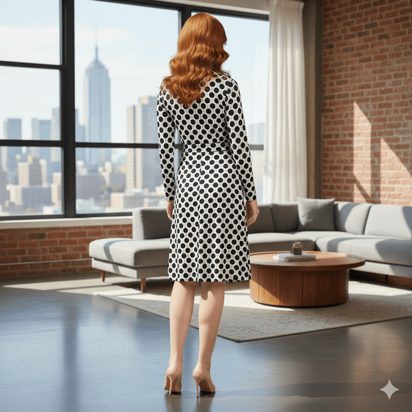 Tantrend Black Dot Print Wrap Dress -  Madrid, Spain