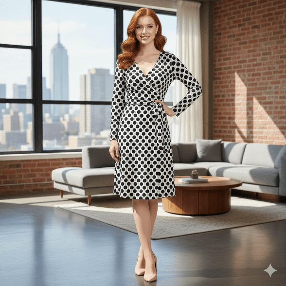 Tantrend Black Dot Print Wrap Dress -  Madrid, Spain