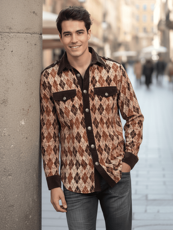 VSA8006 Havannah Lake Raw Sienna Check Velvet Shirt