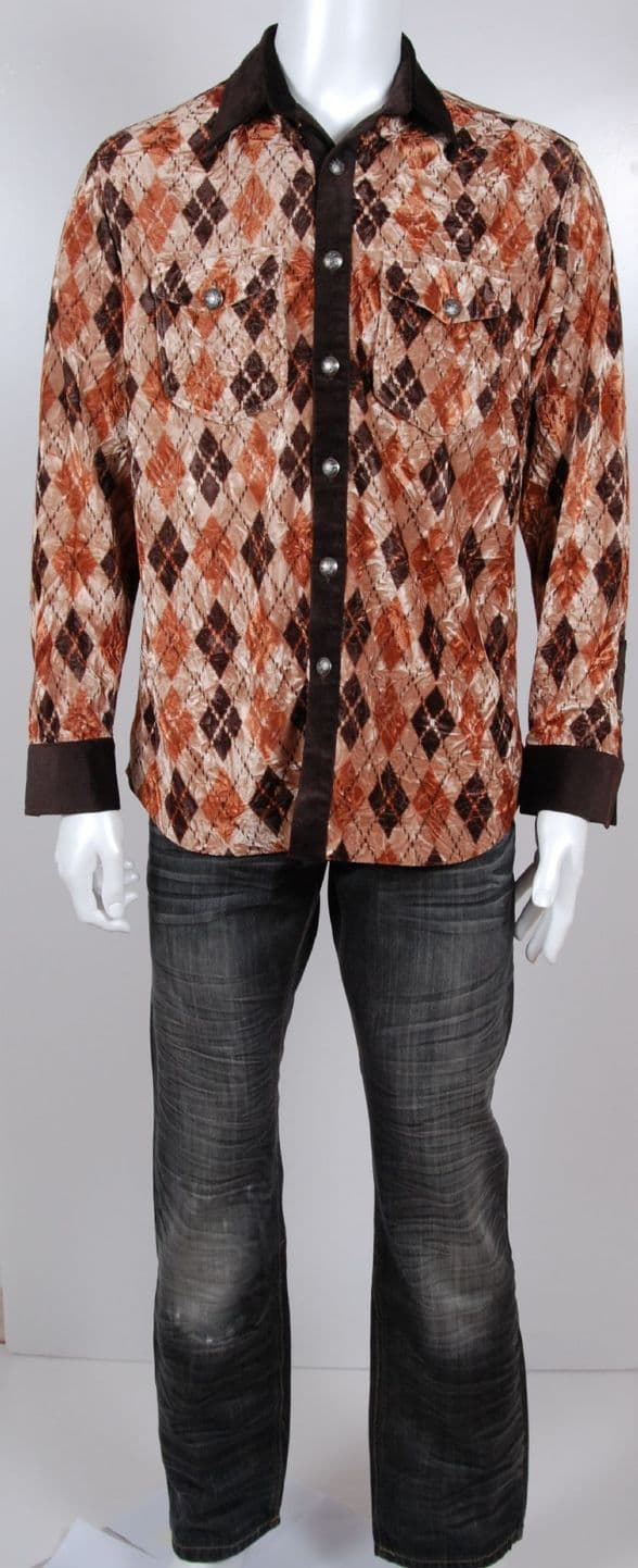 VSA8006 Havannah Lake Raw Sienna Check Velvet Shirt