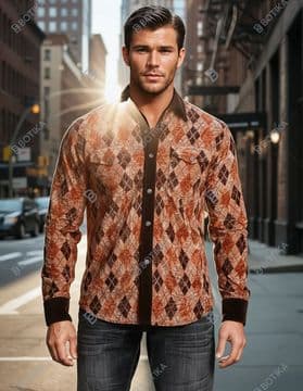 VSA8006 Havannah Lake Raw Sienna Check Velvet Shirt