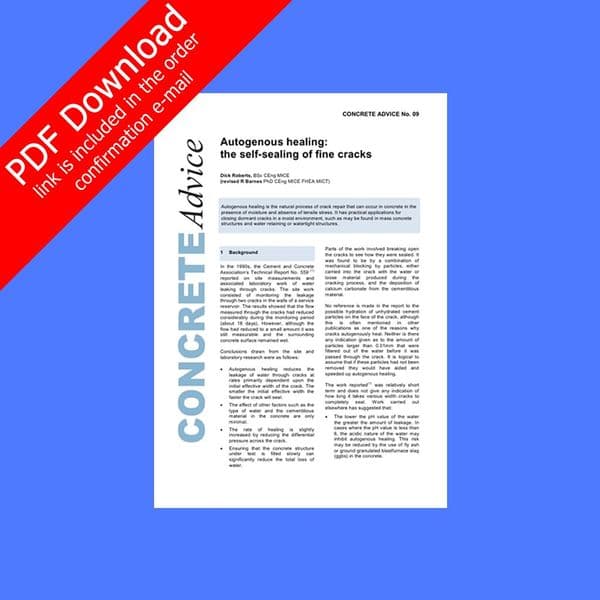Autogenous healing: self sealing of fine cracks. PDF