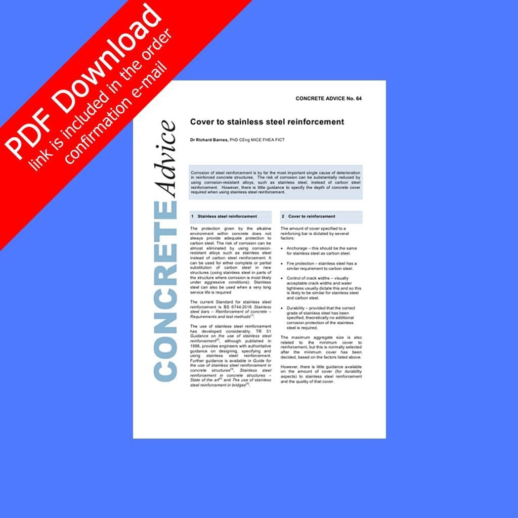 Cover to stainless steel reinforcement
