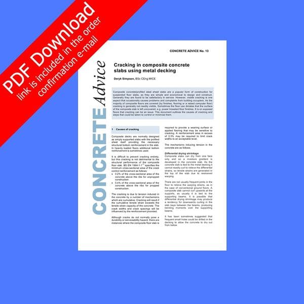Cracking in composite concrete slabs using metal decking. PDF