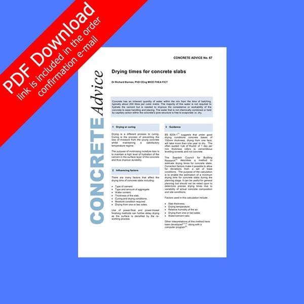 Drying times for concrete slabs. PDF