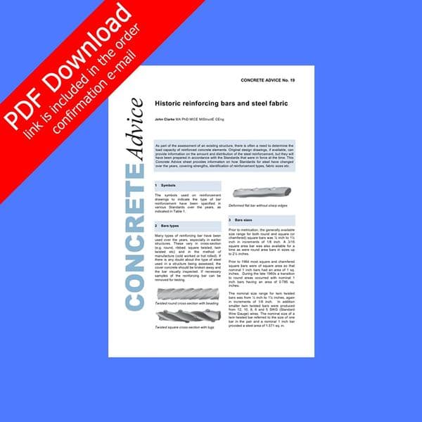Historic reinforcing bars and steel fabric. PDF