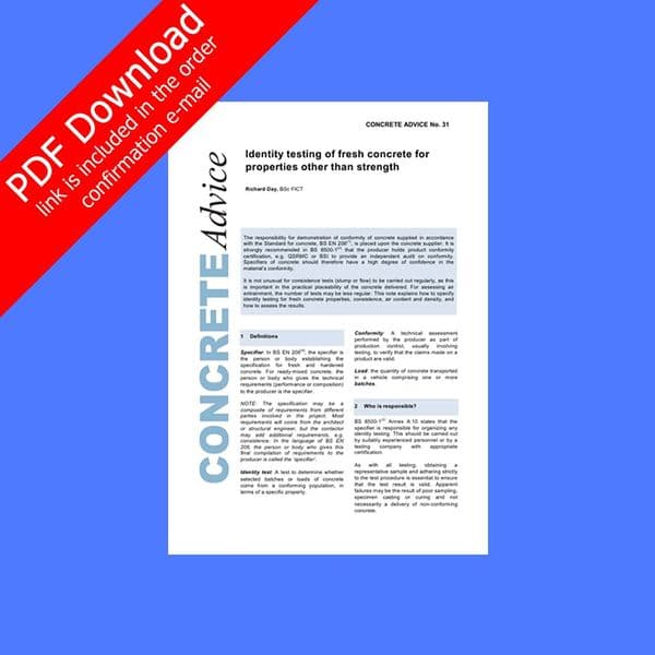 Identity testing of fresh concrete for properties other than strength. PDF