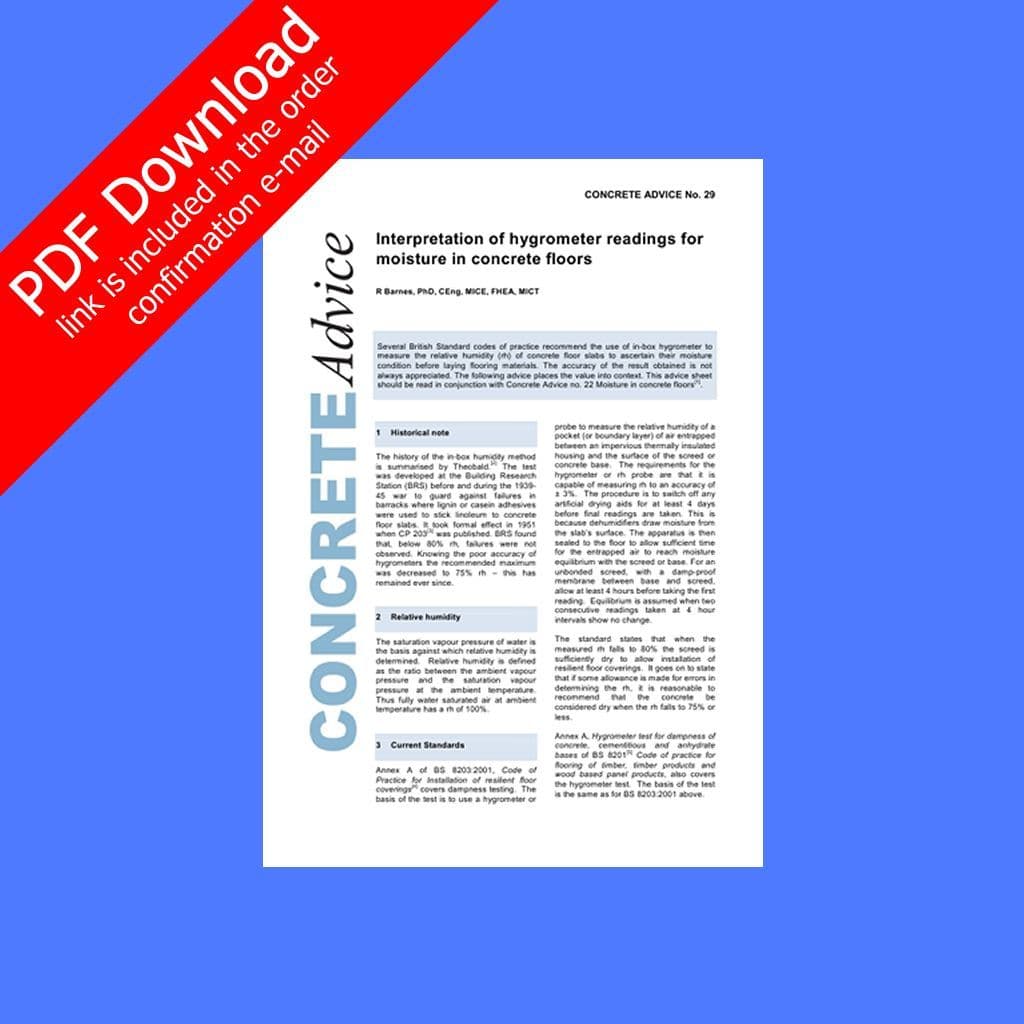 Interpretation of hygrometer readings for moisture in concrete floors