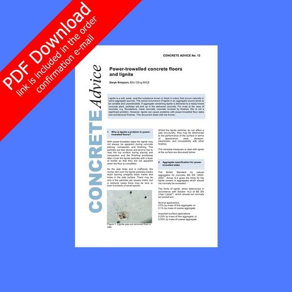 Power-trowelled concrete floor and lignite. PDF
