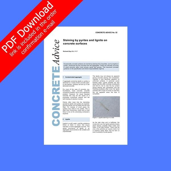 Staining by pyrites and lignite on concrete surfaces. PDF