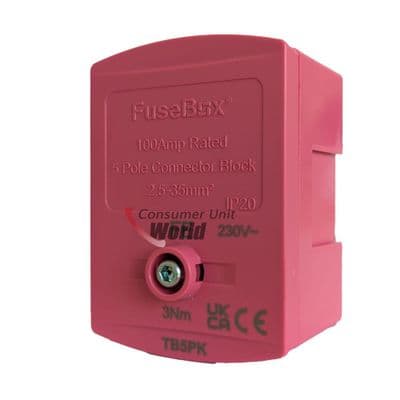 FuseBox TB5PK 100A 5 Way Connector Block - Pink