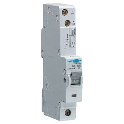 Hager ADC410U RCBO C Curve Single Pole 10 Amp 30mA 10kA