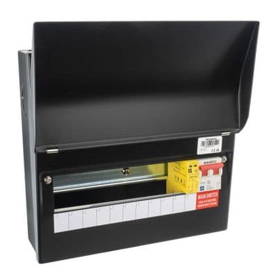 Lewden PRO-R10B-R1S 10 Way RCBO Black Consumer Unit with Surge Protection