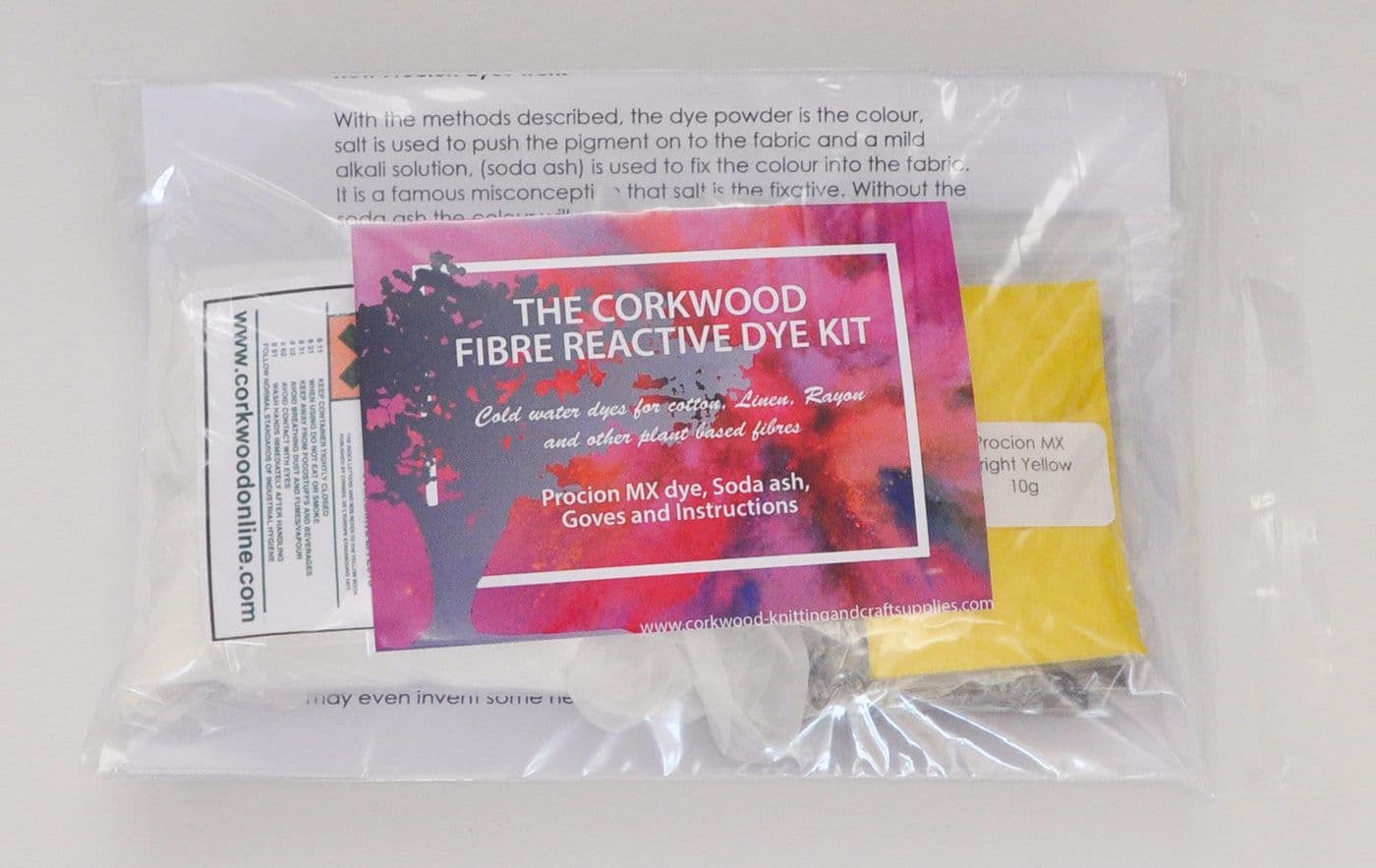 Procion MX dye kit six colours and fixative for cotton linen and other