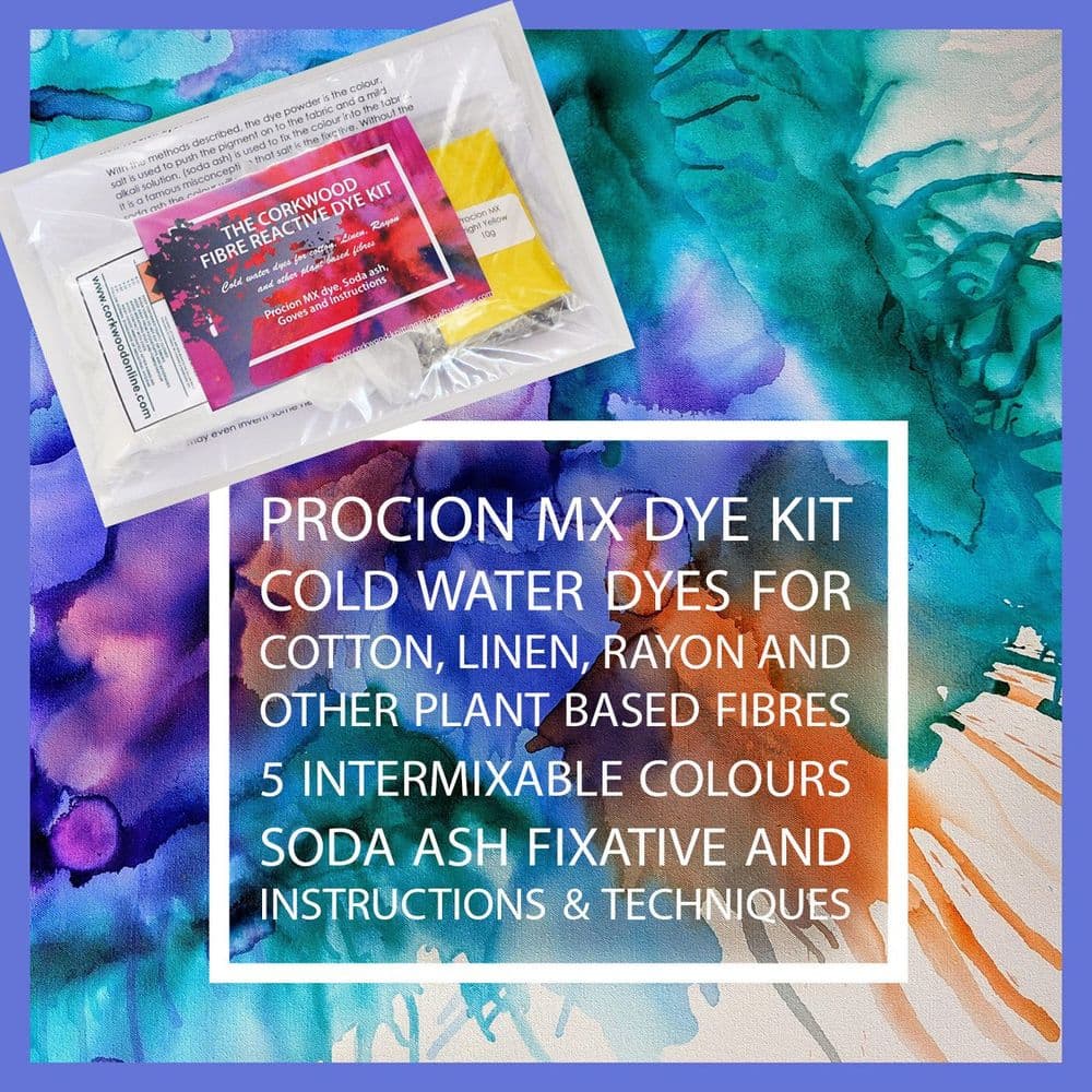 Procion MX dye kit six colours and fixative for cotton linen and other