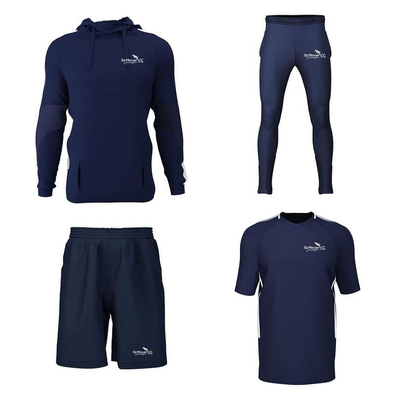 St Minver CC Hoodie, Training Tee, Track B, Shorts Package