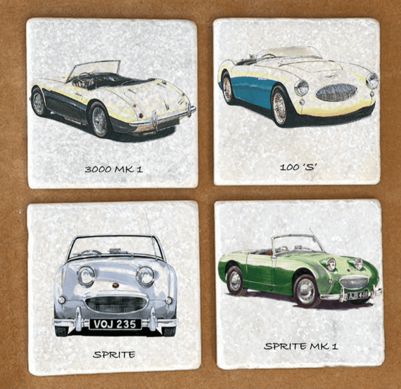 Austin Healey - 100/4, 100/6, 3000 Mk II, 3000 Mk III Italian Marble Coasters