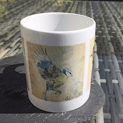 British Garden Birds Mug | Wren, Blue Tit, Robin