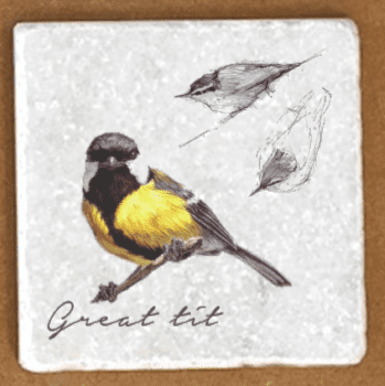 Garden Birds Great Tit marble coaster
