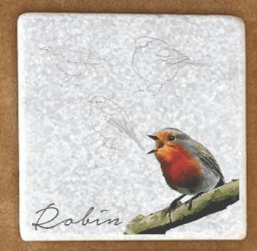 Garden Birds Robin marble coaster