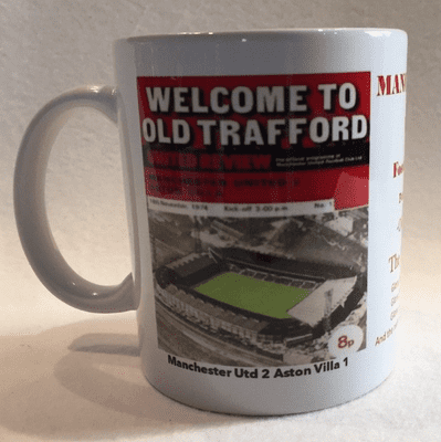 Man Utd Mug Home programme,song lyrics,1977 FA Cup Final ticket