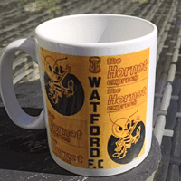 Watford FC Vintage Programmes Mug | 1970 FA Cup Liverpool Tie + The Hornet Express