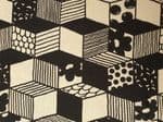 3D Cubes fabric UK patterned material Fat Quarter - 50cm x 56cm - 80% cotton 20% linen black white
