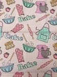 Baking fabric UK patterned material Fat Quarter - 45cm x 55cm - 100% cotton Mittens Rolling Pins Egg