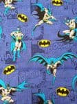 Batman Blue fabric UK DC Superheroes Comics Logos Classic Batarang 100% Cotton - Price Per Metre