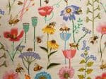 Bee haven fabric UK floral material Fat Quarter - 50cm x 56cm - 100% cotton flowers garden