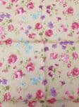 Beige Floral fabric UK patterned material Fat Quarter - 45cm x 55cm - 100% cotton Flowers Pink Blue
