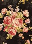 Big Rose fabric UK - Flowers Floral Black Background Royal Red Yellow Blue Nobleman- Price Per Metre