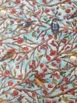 Bird Berry fabric uk 100% Cotton Blue Background Cherry Berries Twig Sticks Nature - Price Per Metre